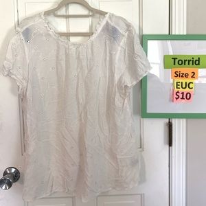 Torrid White Eyelet Blouse